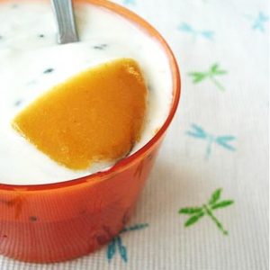 Melon gelé et coulis blanc au miel